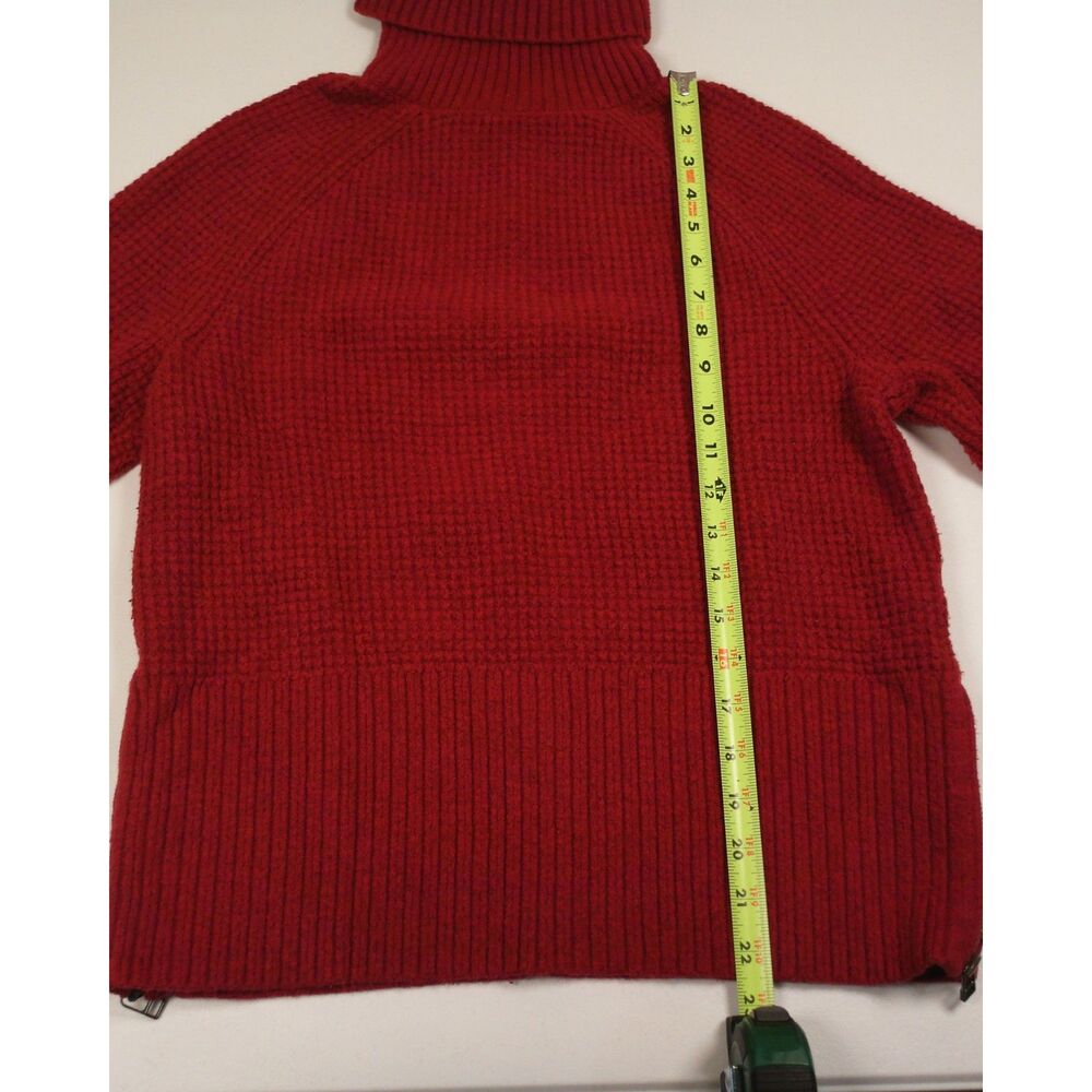 L.L.Bean SuperSoft Waffle Turtleneck Sweater Women M Petite Rustic Red Side Zip - Picture 7 of 11